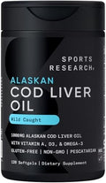 Aceite de Hígado de Bacalao Salvaje de Alaska Omega-3 1000mg con Vitaminas A (1000 UI) y D3 (400 UI) - Sin Eructos, Libre de Bovino, No GMO, - imagen 1