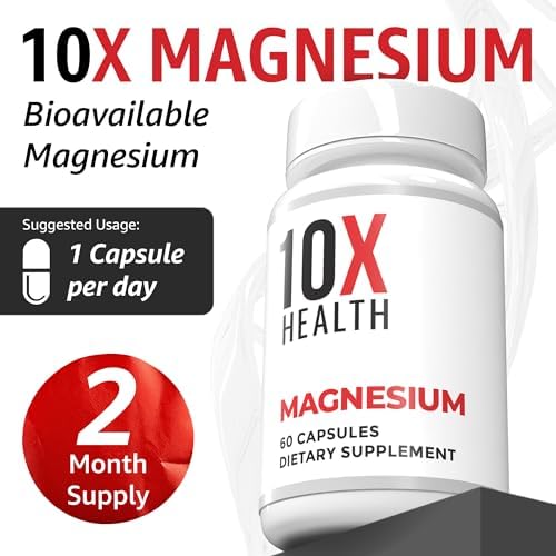 Suplemento de Citrato de Magnesio 10X Health - Alta Absorción para Sueño, Función Muscular y Soporte Nervioso - 60 Cápsulas (2 Meses) - imagen 5