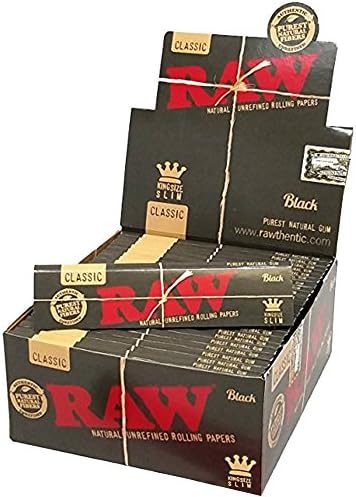 Papel para enrollar RAW Classic Black King Size Slim Natural Sin Refinar Ultra Delgado 110mm (50 Paquetes) - imagen 1