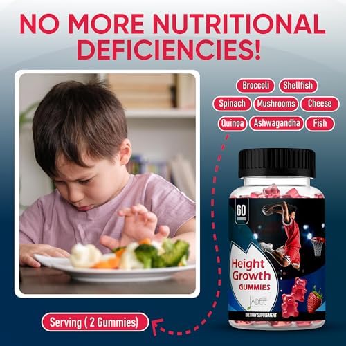 Gomitas Jadee para Crecimiento en Altura para Adolescentes y Niños con Calcio 325mg, Vitaminas D3, K2, C, Magnesio, Ashwagandha, Zinc y L-Arginina - - imagen 2