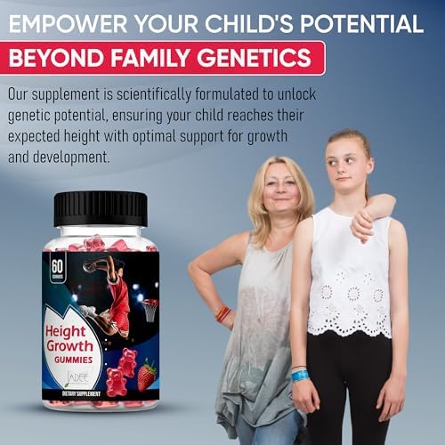 Gomitas Jadee para Crecimiento en Altura para Adolescentes y Niños con Calcio 325mg, Vitaminas D3, K2, C, Magnesio, Ashwagandha, Zinc y L-Arginina - - imagen 5