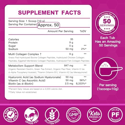 ZEBORA Polvo de Péptidos de Colágeno 50 Porciones - Colágeno Hidrolizado Tipo I II III V X con Ácido Hialurónico, Biotina y Vitamina C - Apoyo para - imagen 2