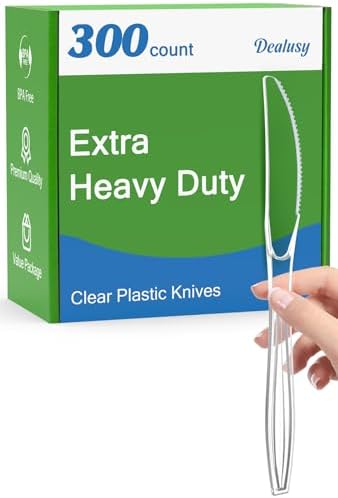Cuchillos Desechables Dealusy de Plástico Transparente Extra Resistente, 300 Piezas, Sin BPA, Resistentes al Calor, Perfectos para Fiestas - imagen 1