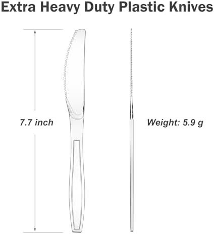 Cuchillos Desechables Dealusy de Plástico Transparente Extra Resistente, 300 Piezas, Sin BPA, Resistentes al Calor, Perfectos para Fiestas - imagen 2