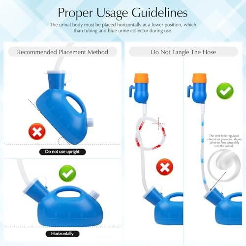 Orinal portátil para hombres OOCOME, botella urinaria a prueba de derrames para adultos mayores, orinal de cama con embudo suave y manguera larga, - imagen 8