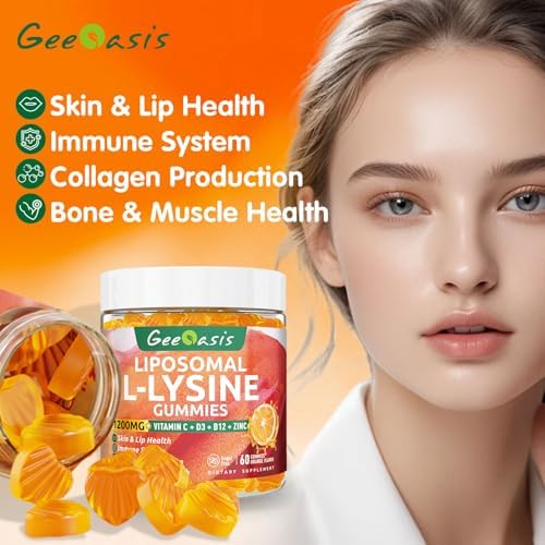 Gomitas Liposomales de L-Lisina 1200mg, Suplemento Masticable con Vitamina C, D3, B12 y Zinc, Apoyo Inmunológico y Colágeno, 60CT - imagen 3