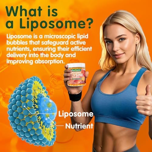 Gomitas Liposomales de L-Lisina 1200mg, Suplemento Masticable con Vitamina C, D3, B12 y Zinc, Apoyo Inmunológico y Colágeno, 60CT - imagen 4