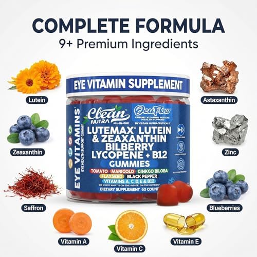 Gomitas de vitaminas para ojos Clean Nutra Luteína y Zeaxantina + Arándano, Ginkgo Biloba, Vitamina B12, 60 piezas - OcuFlow - imagen 4