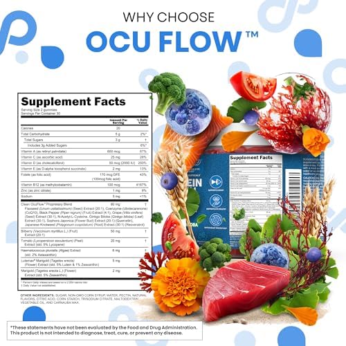 Gomitas de vitaminas para ojos Clean Nutra Luteína y Zeaxantina + Arándano, Ginkgo Biloba, Vitamina B12, 60 piezas - OcuFlow - imagen 5