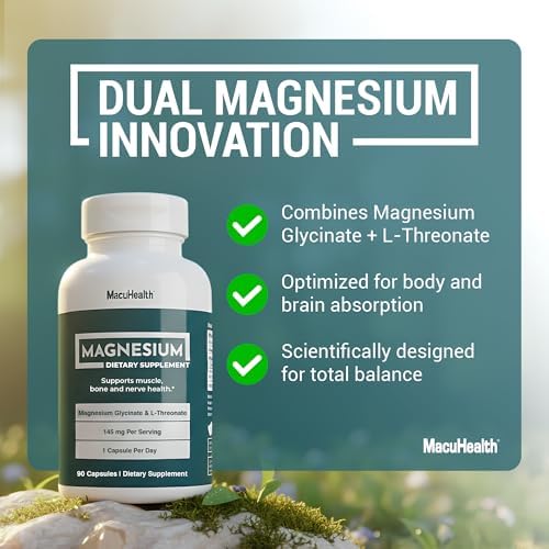 MacuHealth Magnesio Glicinato y L-Treonato 145mg - 90 Cápsulas - Magnesio de Alta Absorción para Energía, Calma y Enfoque - Suave para el Estómago, - imagen 5