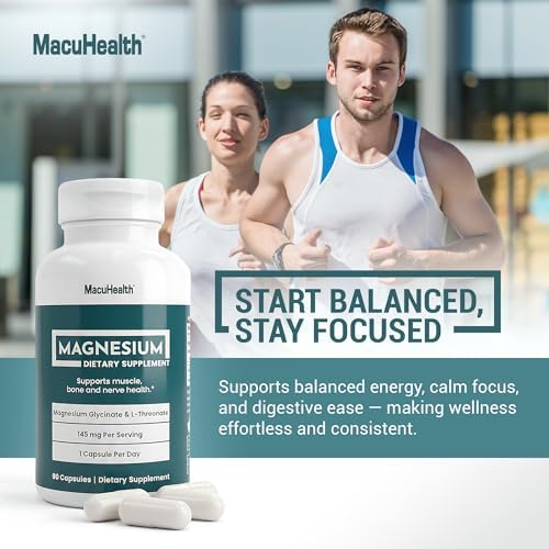 MacuHealth Magnesio Glicinato y L-Treonato 145mg - 90 Cápsulas - Magnesio de Alta Absorción para Energía, Calma y Enfoque - Suave para el Estómago, - imagen 7