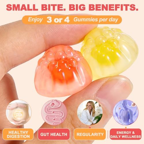 Gomitas de Fibra para Adultos 10g con Probióticos, Suplemento Vegano Sin Azúcar con Super Greens Orgánicos y Enzimas Digestivas, 120 Unidades - imagen 3