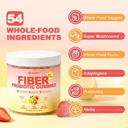 Gomitas de Fibra para Adultos 10g con Probióticos, Suplemento Vegano Sin Azúcar con Super Greens Orgánicos y Enzimas Digestivas, 120 Unidades - imagen 6