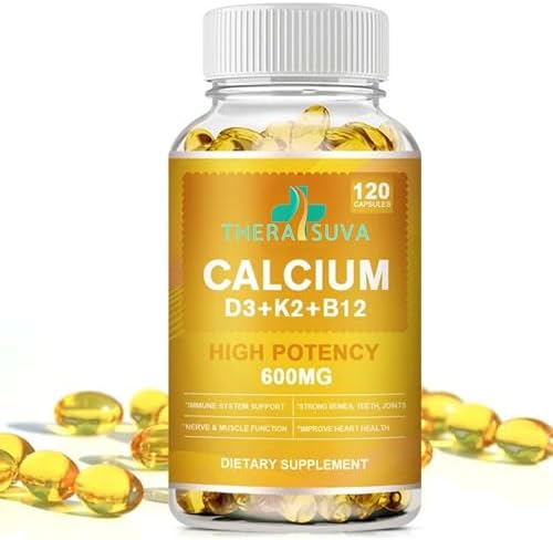 Suplemento Natural Complejo de Calcio 600mg + Vitamina D3 5000iu + K2 + B12, Fuerza Extra, Salud Ósea e Inmunológica, 120 Softgels, 2 Meses - imagen 1