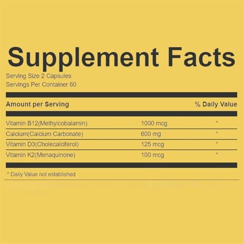 Suplemento Natural Complejo de Calcio 600mg + Vitamina D3 5000iu + K2 + B12, Fuerza Extra, Salud Ósea e Inmunológica, 120 Softgels, 2 Meses - imagen 6