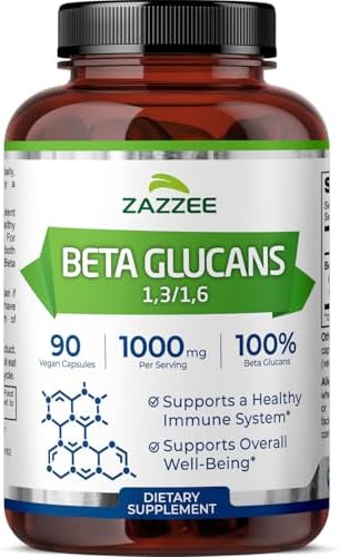 Zazzee Beta Glucanos Extra Fuertes 1,3/1,6, 1000 mg, 90 Cápsulas Veganas, Apoya el Sistema Inmunológico, 100% Natural y No Transgénico - imagen 1