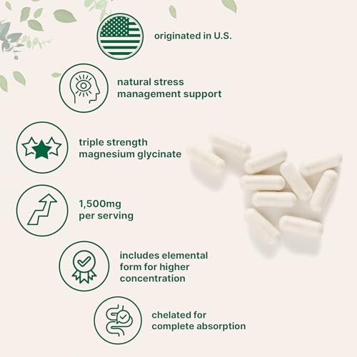 Magnesio Glicinato Triple Fuerza 1,500mg por Porción, 240 Cápsulas | 500mg por Cápsula | Magnesio Quelado de Fácil Absorción | Soporte para Músculos, - imagen 3