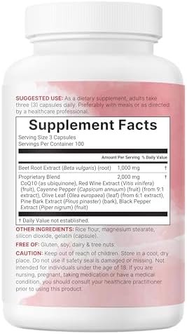 Cápsulas de Raíz de Remolacha Micro Ingredients 3,000 mg, 300 Cápsulas | Suplemento de Óxido Nítrico | Complejo 7 en 1 con CoQ10 y Extractos - imagen 8