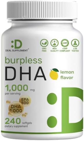 Suplementos de DHA | 240 Softgels, Sin Eructos, Sabor Limón, DHA 1000mg + EPA 500mg, Pescado Salvaje, Rico en Omega-3, Libre de Mercurio, No OGM, - imagen 1