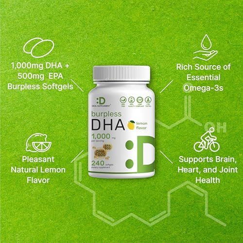 Suplementos de DHA | 240 Softgels, Sin Eructos, Sabor Limón, DHA 1000mg + EPA 500mg, Pescado Salvaje, Rico en Omega-3, Libre de Mercurio, No OGM, - imagen 4