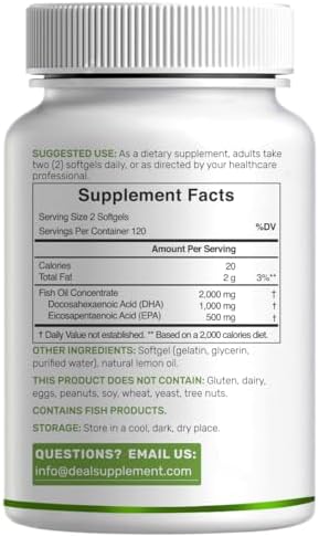Suplementos de DHA | 240 Softgels, Sin Eructos, Sabor Limón, DHA 1000mg + EPA 500mg, Pescado Salvaje, Rico en Omega-3, Libre de Mercurio, No OGM, - imagen 7