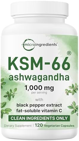 KSM-66 Ashwagandha 1,000mg por Porción | 120 Cápsulas Veganas con Pimienta Negra para Mejor Absorción y Vitamina C Liposoluble | Extracto Potente - imagen 1