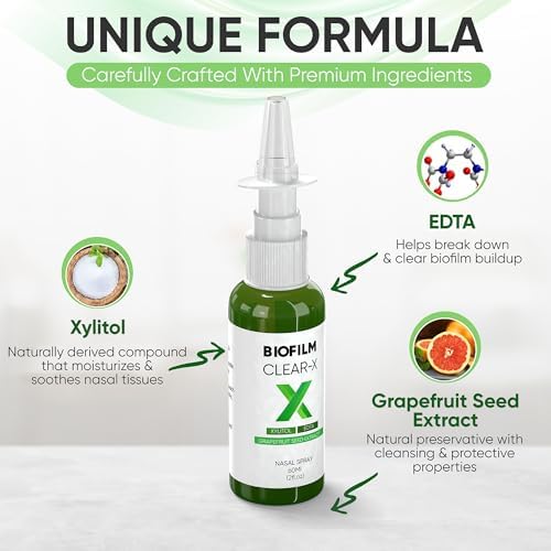 Spray Nasal BioFilm Clear-X con EDTA, Xilitol y Extracto de Semilla de Toronja, 2 fl oz (60 ml), 500 Pulverizaciones por Botella - imagen 4