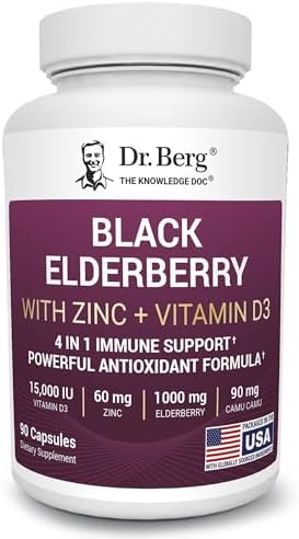Cápsulas de Saúco Negro Dr. Berg (Apoyo Inmunológico Avanzado*) con 15,000 UI de Vitamina D, 60 mg de Zinc y 90 mg de Camu Camu - Suplemento - imagen 1
