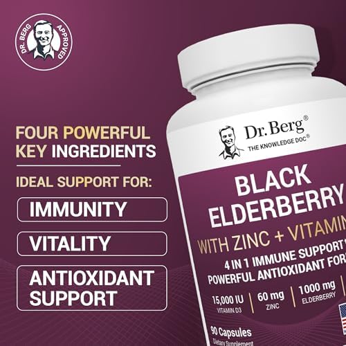 Cápsulas de Saúco Negro Dr. Berg (Apoyo Inmunológico Avanzado*) con 15,000 UI de Vitamina D, 60 mg de Zinc y 90 mg de Camu Camu - Suplemento - imagen 3