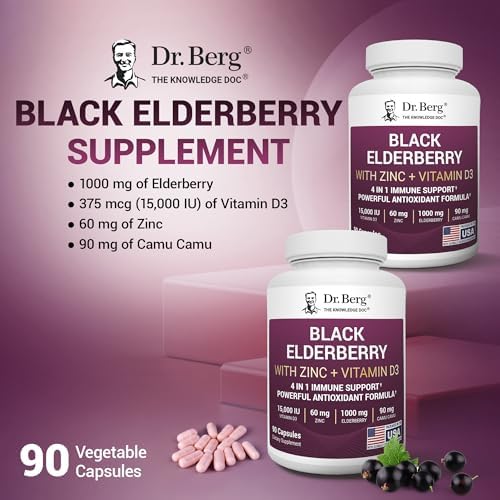 Cápsulas de Saúco Negro Dr. Berg (Apoyo Inmunológico Avanzado*) con 15,000 UI de Vitamina D, 60 mg de Zinc y 90 mg de Camu Camu - Suplemento - imagen 5