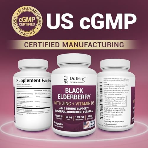 Cápsulas de Saúco Negro Dr. Berg (Apoyo Inmunológico Avanzado*) con 15,000 UI de Vitamina D, 60 mg de Zinc y 90 mg de Camu Camu - Suplemento - imagen 6