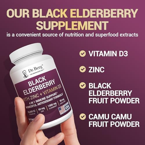 Cápsulas de Saúco Negro Dr. Berg (Apoyo Inmunológico Avanzado*) con 15,000 UI de Vitamina D, 60 mg de Zinc y 90 mg de Camu Camu - Suplemento - imagen 7