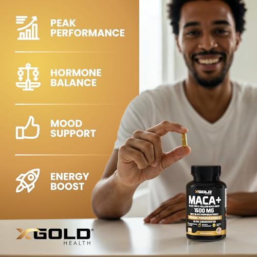 X Gold Health Maca Raíz 1500mg para Energía y Libido – Mezcla Orgánica de Maca Peruana Negra, Roja y Amarilla – Apoyo a Hormonas y Vitalidad para - imagen 4