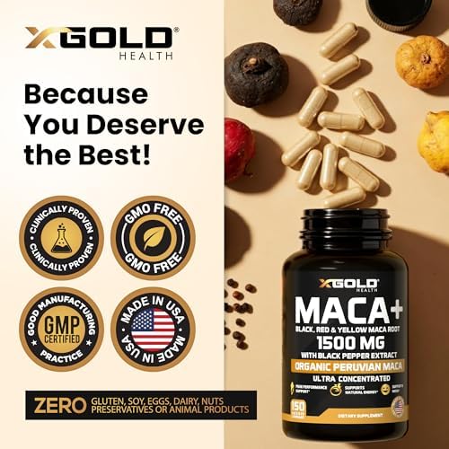 X Gold Health Maca Raíz 1500mg para Energía y Libido – Mezcla Orgánica de Maca Peruana Negra, Roja y Amarilla – Apoyo a Hormonas y Vitalidad para - imagen 5