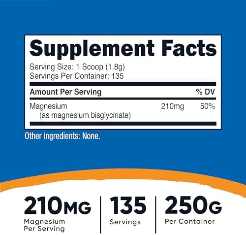 Nutricost Polvo de Bisglicinato de Magnesio (Sin Sabor, 250 Gramos) - Suplemento Vegano y No Transgénico - imagen 2