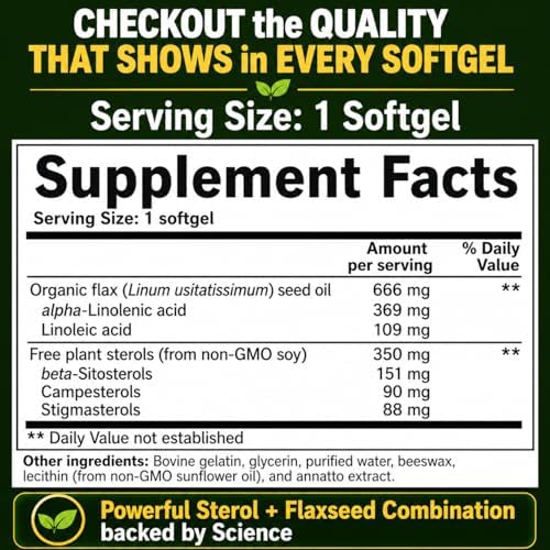 Suplemento de Esteroles y Esterolinas NEW ROOTS HERBAL con Semilla de Lino Orgánica | Stanoles para el Apoyo del Colesterol y Omega-3 (120 Softgels) - imagen 8