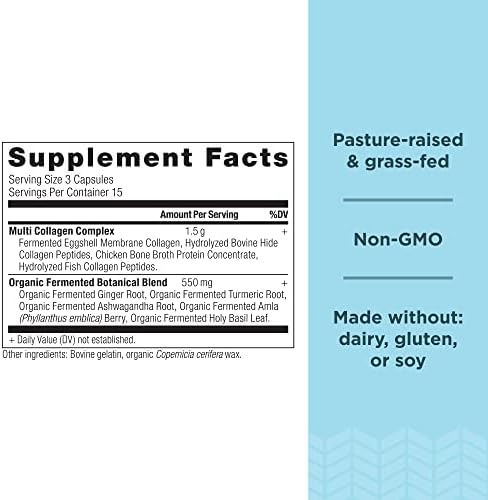 Suplemento en cápsulas de colágeno Ancient Nutrition, 45 piezas, colágeno hidrolizado tipo I, II, III, V y X, apoya piel, uñas, salud intestinal y - imagen 2