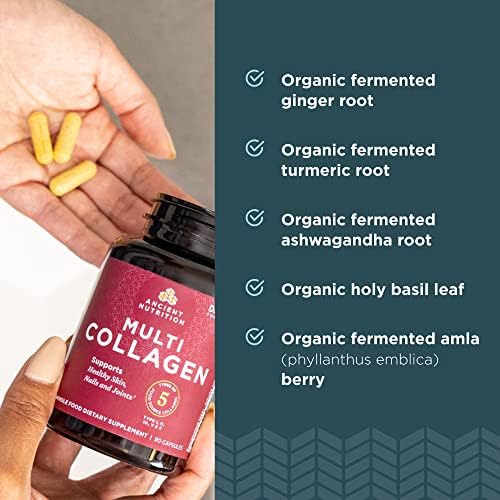 Suplemento en cápsulas de colágeno Ancient Nutrition, 45 piezas, colágeno hidrolizado tipo I, II, III, V y X, apoya piel, uñas, salud intestinal y - imagen 5