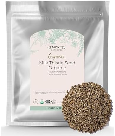 Starwest Botanicals Cardo Mariano Orgánico en Grano - Bolsa a Granel de 1 lb para Té, Jugos, Batidos y Avena, Certificado Kosher y No Transgénico - imagen 1