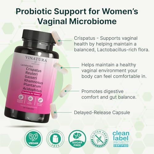 Probioticos VINATURA para Mujeres: Lactobacillus Rhamnosus, Reuteri, Gasseri, Plantarum, Crispatus y Acidophilus - Salud Vaginal y Digestiva - 30 - imagen 3