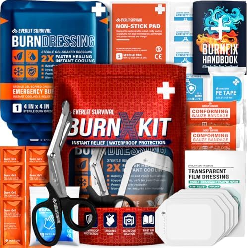 Kit de Quemaduras EVERLIT con Vendaje Estéril Impermeable | 30 Piezas de Suministros de ros Auxilios: Gel para Quemaduras, Apósitos No Adherentes, - imagen 1