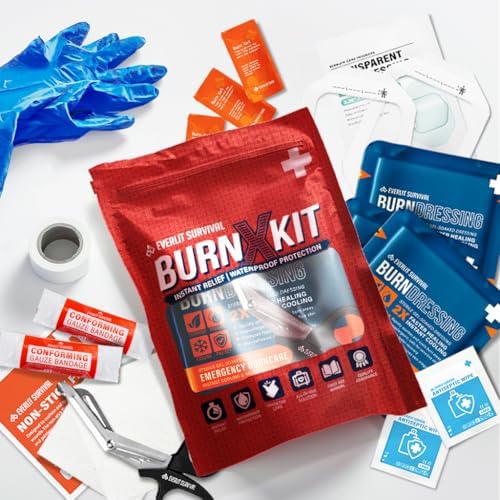 Kit de Quemaduras EVERLIT con Vendaje Estéril Impermeable | 30 Piezas de Suministros de ros Auxilios: Gel para Quemaduras, Apósitos No Adherentes, - imagen 3