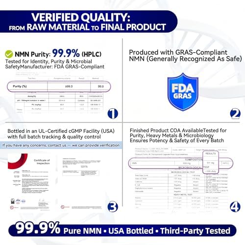 Suplemento de NMN 1000mg por porción, 99.9% Puro Nicotinamida Mononucleótido, Apoyo NAD+ para Energía Celular y Envejecimiento Saludable, 60 Cápsulas - imagen 2