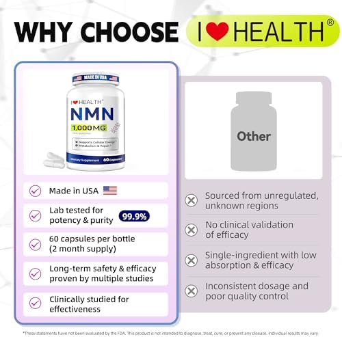 Suplemento de NMN 1000mg por porción, 99.9% Puro Nicotinamida Mononucleótido, Apoyo NAD+ para Energía Celular y Envejecimiento Saludable, 60 Cápsulas - imagen 5