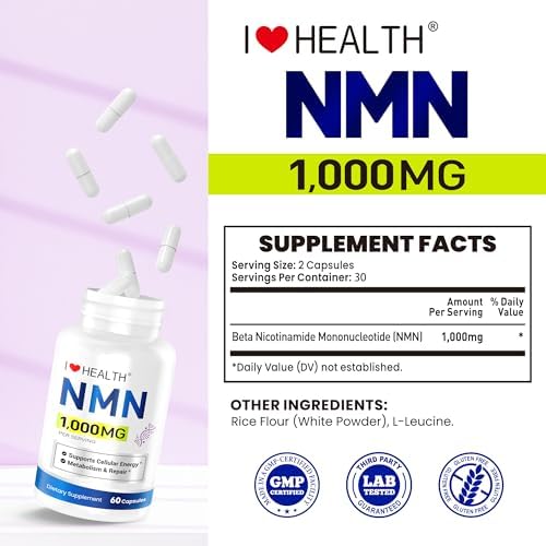 Suplemento de NMN 1000mg por porción, 99.9% Puro Nicotinamida Mononucleótido, Apoyo NAD+ para Energía Celular y Envejecimiento Saludable, 60 Cápsulas - imagen 6