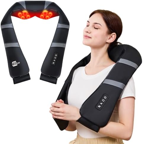 Masajeador de Cuello con Calor - Masajeador de Espalda y Cuello para Alivio del Dolor, Almohada de Masaje Shiatsu, Regalos para Papá en el Día del - imagen 1