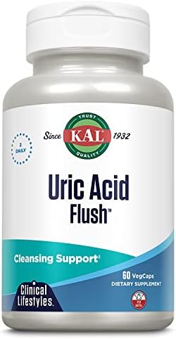 KAL Uric Acid Flush, Suplemento para la Salud Articular con Extracto de Cereza Ácida, Semilla de Apio y Cúrcuma, 30 Porciones, 60 VegCaps - imagen 1