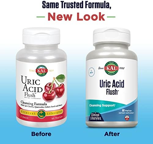 KAL Uric Acid Flush, Suplemento para la Salud Articular con Extracto de Cereza Ácida, Semilla de Apio y Cúrcuma, 30 Porciones, 60 VegCaps - imagen 2