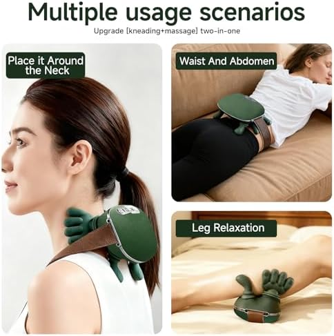 Masajeador de Espalda y Cuello KOFXVADY con Calor, Diseño de Mano Humana Simulada, Alivio de Dolor Profundo - Verde - imagen 6