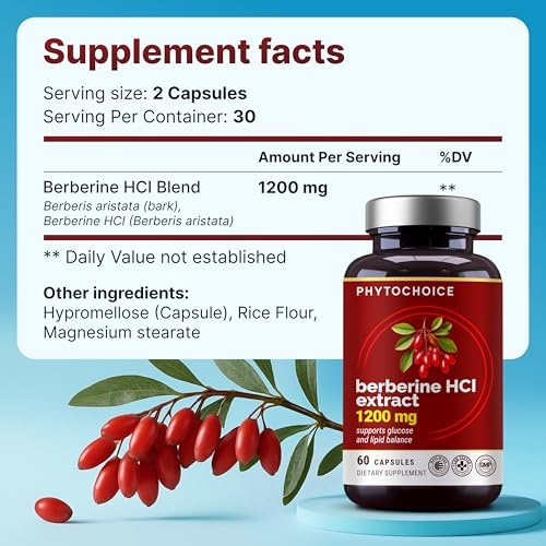 Berberina HCl Pura 1200mg – Suplemento de Alta Absorción para Salud Metabólica, Soporte Avanzado de Metabolismo de Glucosa, Equilibrio Digestivo y - imagen 3